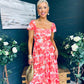 Dione Banded Midi Dress Coral
