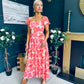 Dione Banded Midi Dress Coral
