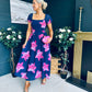 Dione Banded Midi Dress Floral Navy/Pink
