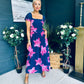 Dione Banded Midi Dress Floral Navy/Pink