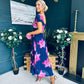Dione Banded Midi Dress Floral Navy/Pink