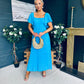 Selma Pleated Midi Dress Blue