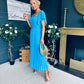 Selma Pleated Midi Dress Blue