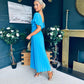 Selma Pleated Midi Dress Blue