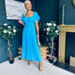 Selma Pleated Midi Dress Blue