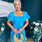 Selma Pleated Midi Dress Blue