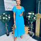 Selma Pleated Midi Dress Blue