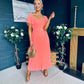 Selma Pleated Midi Dress Peach