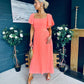 Selma Pleated Midi Dress Peach