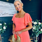 Selma Pleated Midi Dress Peach