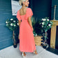 Selma Pleated Midi Dress Peach