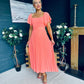 Selma Pleated Midi Dress Peach