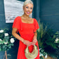 Selma Pleated Midi Dress Coral
