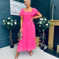 Selma Pleated Midi Dress Fuchsia