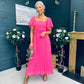 Selma Pleated Midi Dress Fuchsia