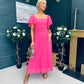 Selma Pleated Midi Dress Fuchsia