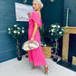 Selma Pleated Midi Dress Fuchsia