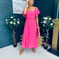 Selma Pleated Midi Dress Fuchsia