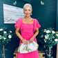 Selma Pleated Midi Dress Fuchsia