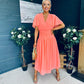 Molly Drop Waist Midi Dress Peach