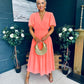 Molly Drop Waist Midi Dress Peach