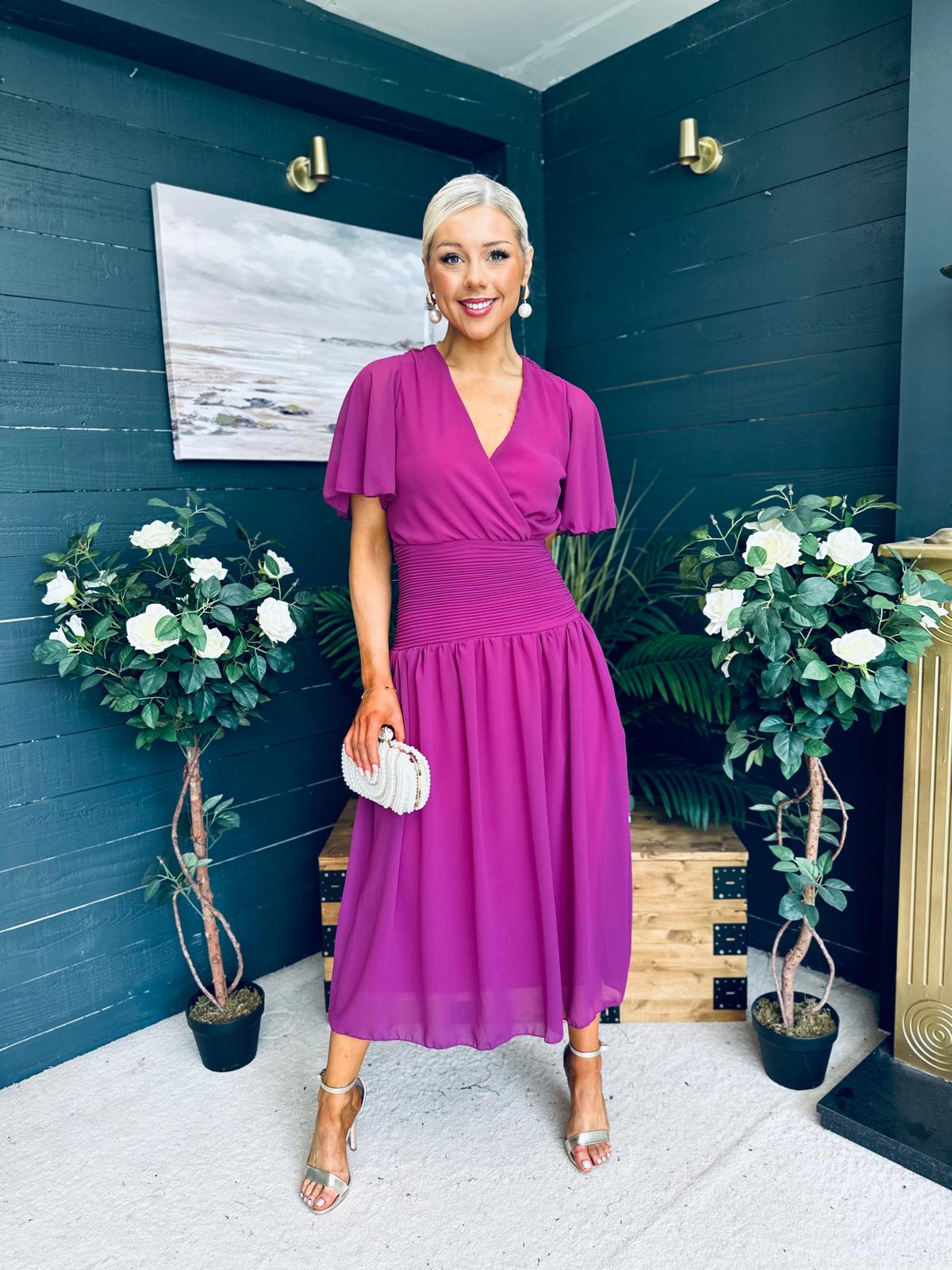 Molly Drop Waist Midi Dress Berry