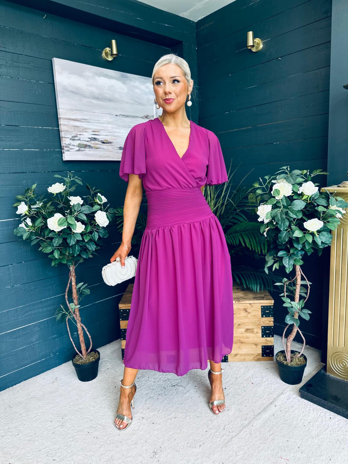 Molly Drop Waist Midi Dress Berry