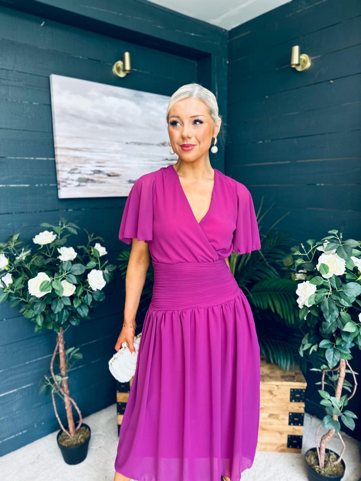 Molly Drop Waist Midi Dress Berry