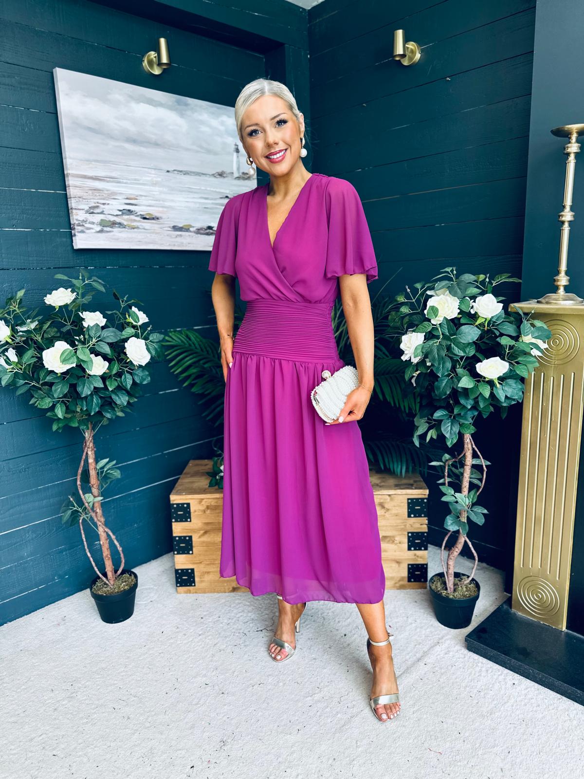 Molly Drop Waist Midi Dress Berry