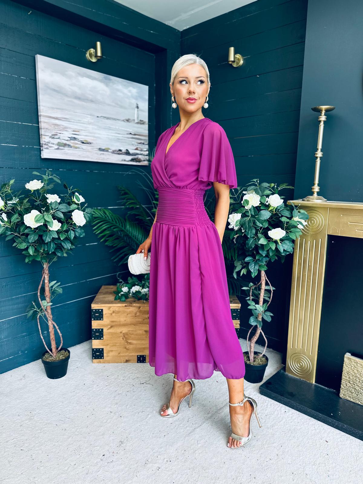 Molly Drop Waist Midi Dress Berry