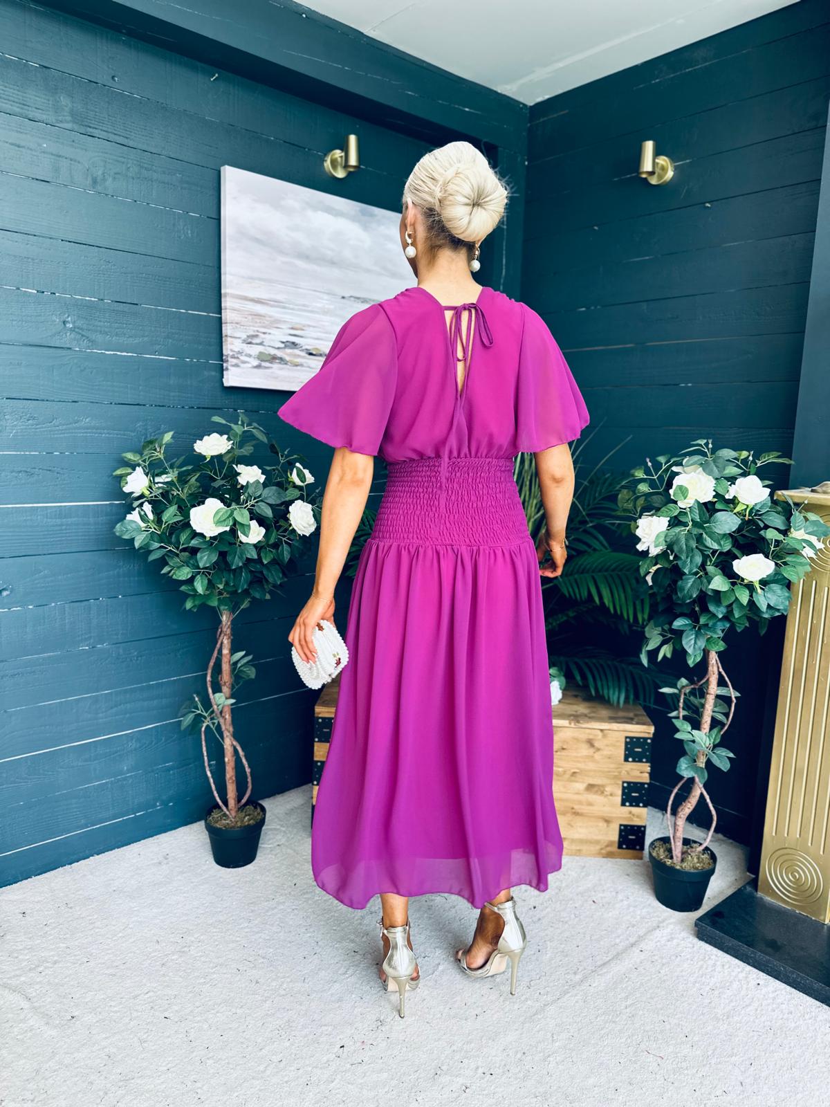 Molly Drop Waist Midi Dress Berry