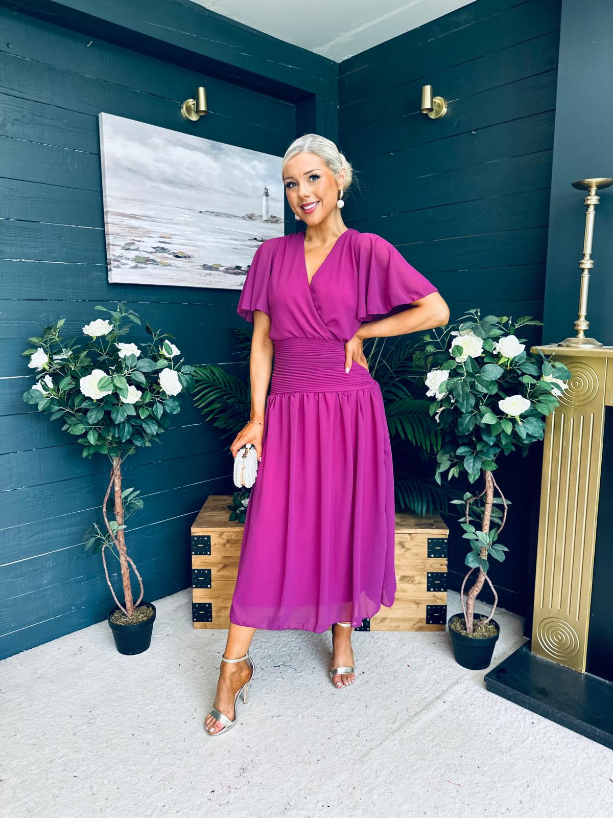 Molly Drop Waist Midi Dress Berry