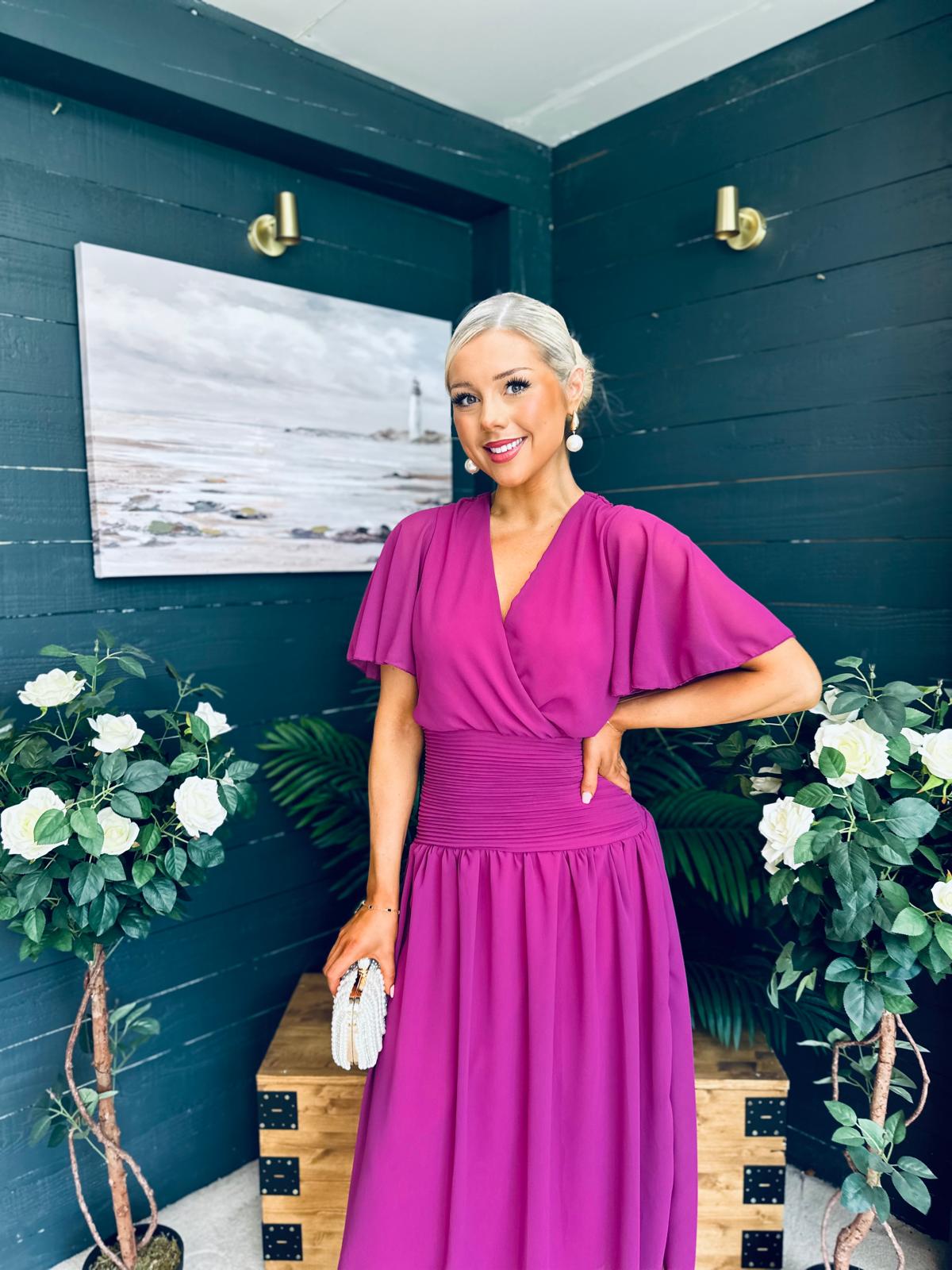 Molly Drop Waist Midi Dress Berry