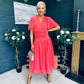 Molly Drop Waist Midi Dress Coral