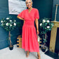 Molly Drop Waist Midi Dress Coral