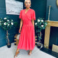 Molly Drop Waist Midi Dress Coral