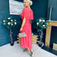 Molly Drop Waist Midi Dress Coral