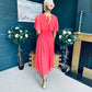 Molly Drop Waist Midi Dress Coral