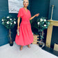 Molly Drop Waist Midi Dress Coral