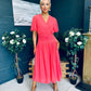 Molly Drop Waist Midi Dress Coral
