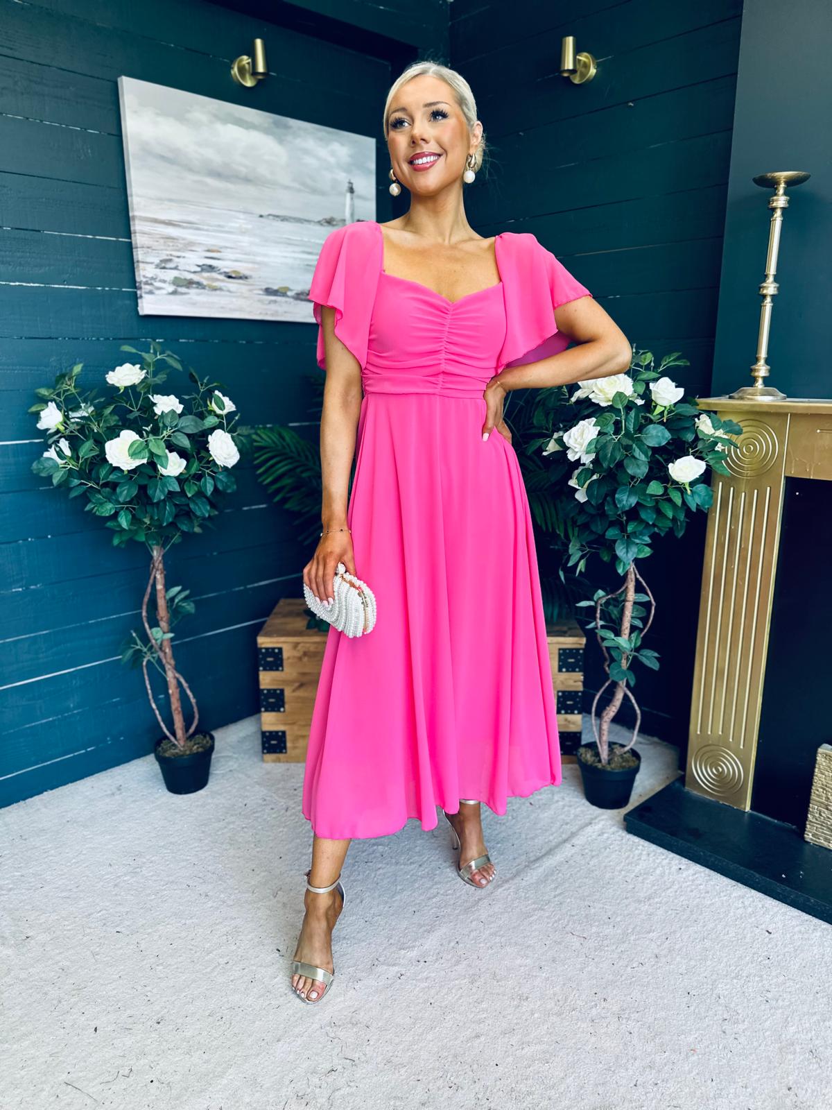 Orla Detailed Midi Dress Pink