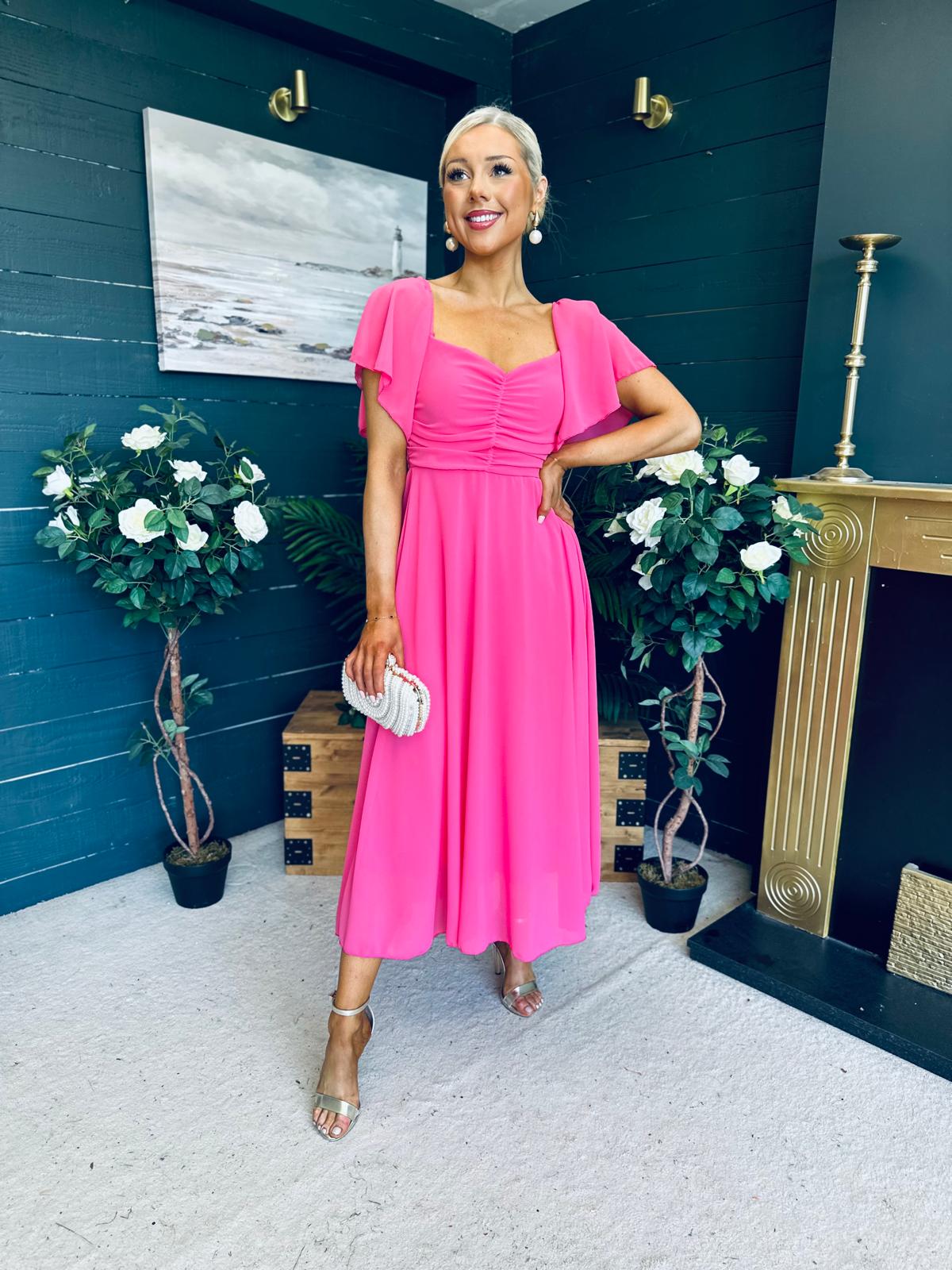 Orla Detailed Midi Dress Pink