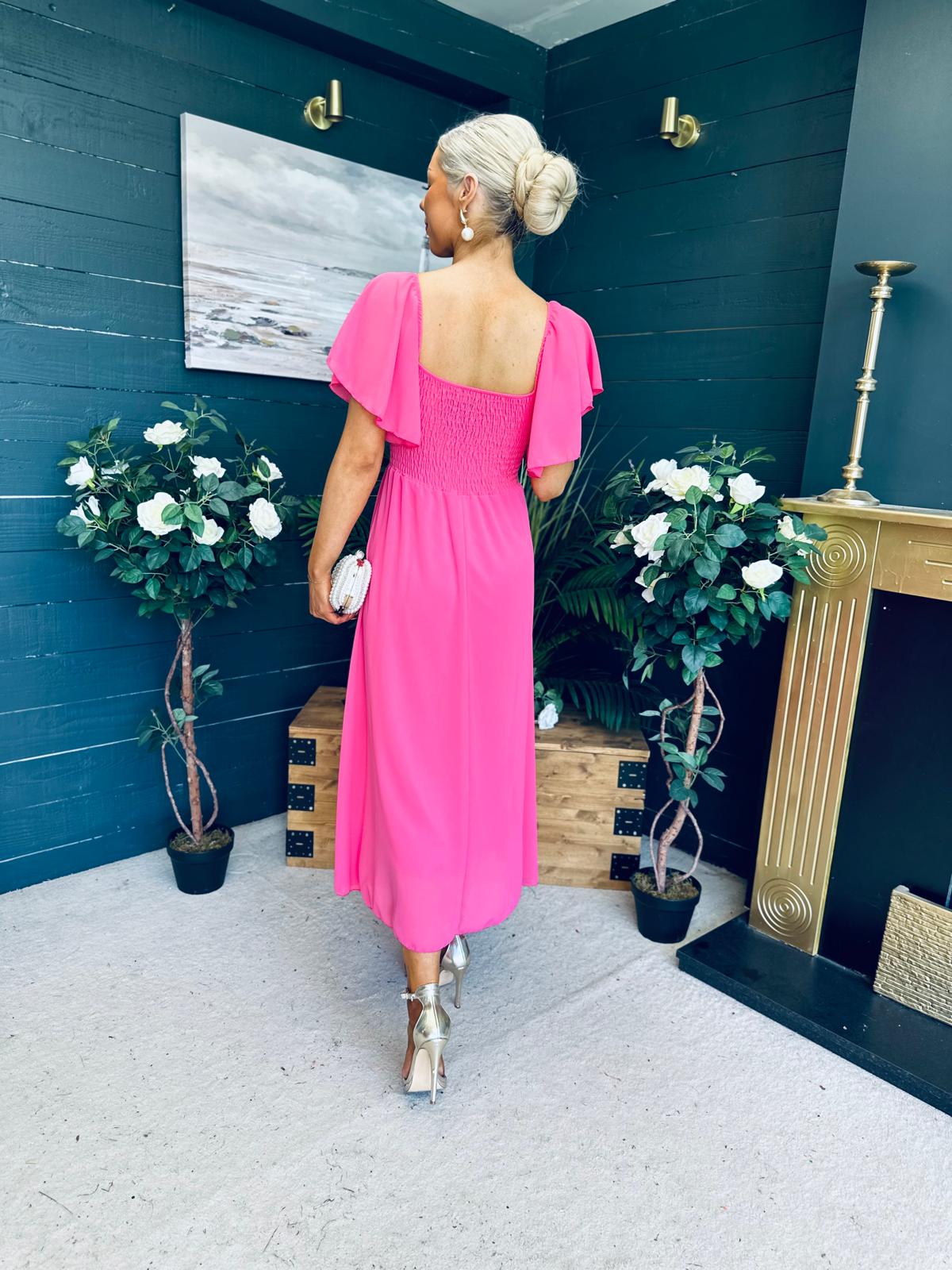 Orla Detailed Midi Dress Pink