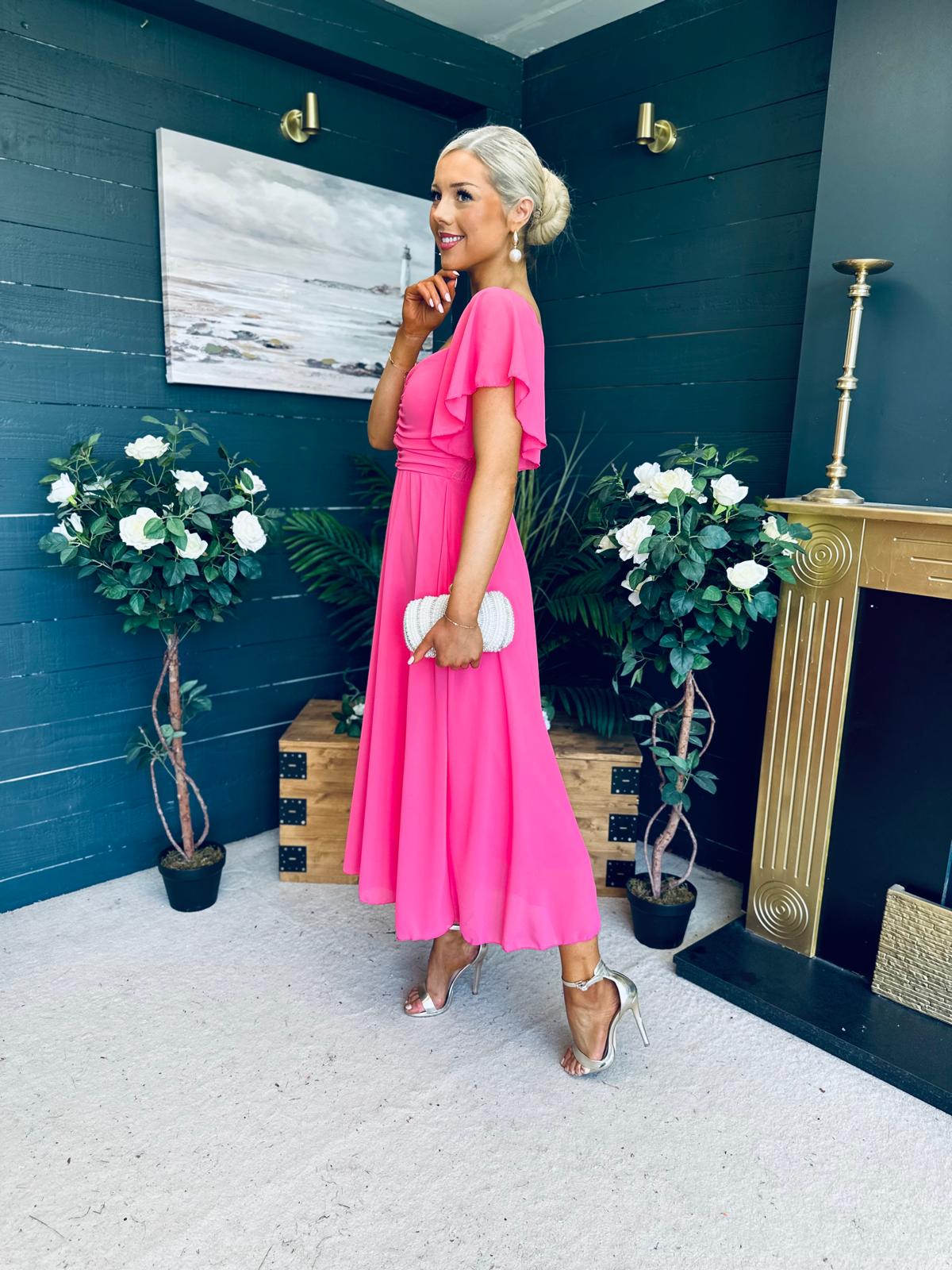 Orla Detailed Midi Dress Pink