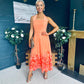 Clodagh Halterneck Midi Dress Floral Peach