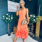 Clodagh Halterneck Midi Dress Floral Peach