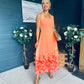Clodagh Halterneck Midi Dress Floral Peach
