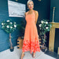 Clodagh Halterneck Midi Dress Floral Peach