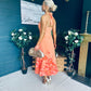 Clodagh Halterneck Midi Dress Floral Peach