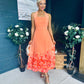 Clodagh Halterneck Midi Dress Floral Peach